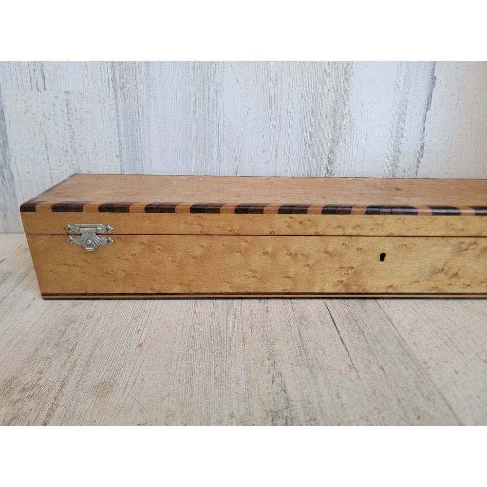 Vintage long lock key flute instrument‎ hinged wooden unique home decor